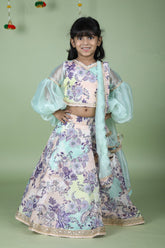 Floral printed choli and lehenga with dupatta
